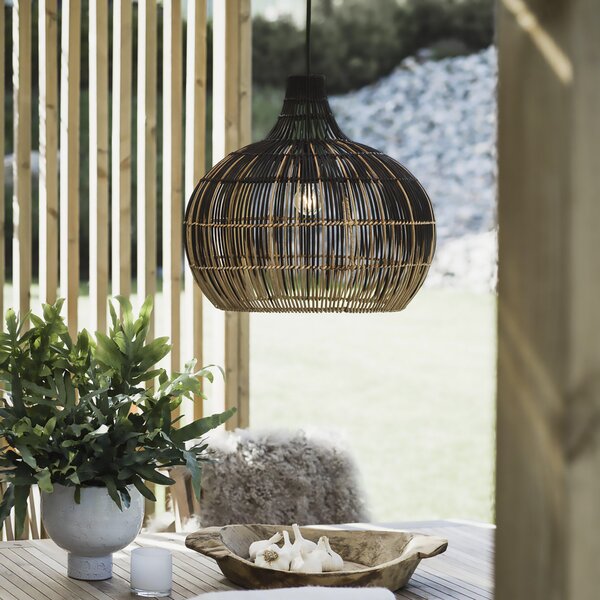 PR Home Martha lampă suspendată aspect ombre Ø 38,5 cm, reglabil, Lemn, Camera de zi / sufragerie, Lemn