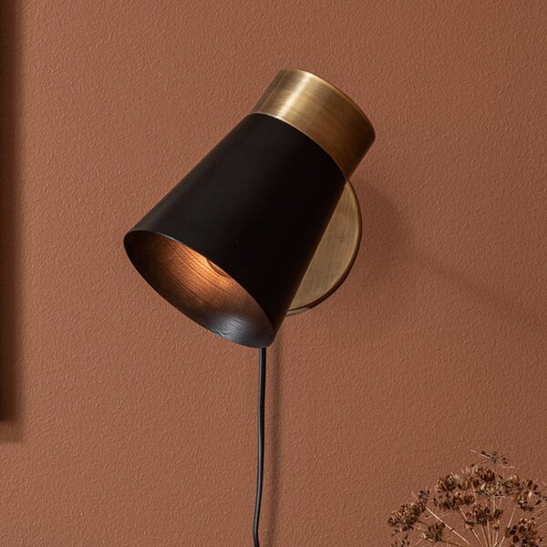 PR Home Luna aplică de perete negru/alamă antic, Bronz / Alamă Veche, Camera de zi / sufragerie, Metal