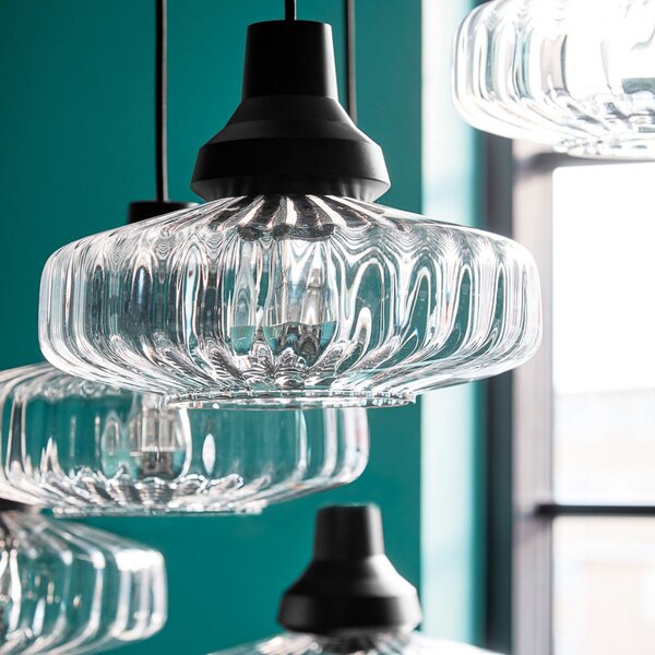 Lustră Pendul DESIGN BY US, New Wave Optic, reglabil, Transparent, Camera de zi, Aluminiu, Design