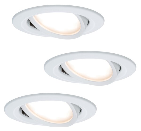 Paulmann Coin Slim lampă LED încastr. IP23 alb 3x, reglabil, Alb, Camera de zi / sufragerie, Metal, Corpuri de iluminat încastrate rotunde