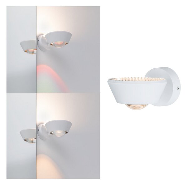 Paulmann Sabik Aplică de perete LED alb mat, reglabil, Alb, Camera de zi / sufragerie, Plastic, Modern