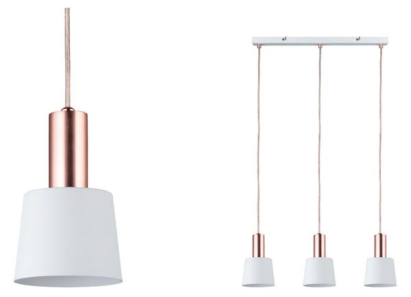 Paulmann Haldar lampă suspendată 3 becuri pe alb, reglabil, Cupru, Camera de zi / sufragerie, Metal, Modern