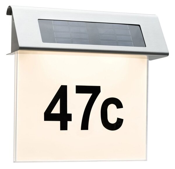 Paulmann Solar lampă de număr casă cu LED, IP44, Metalic, Metal, Modern