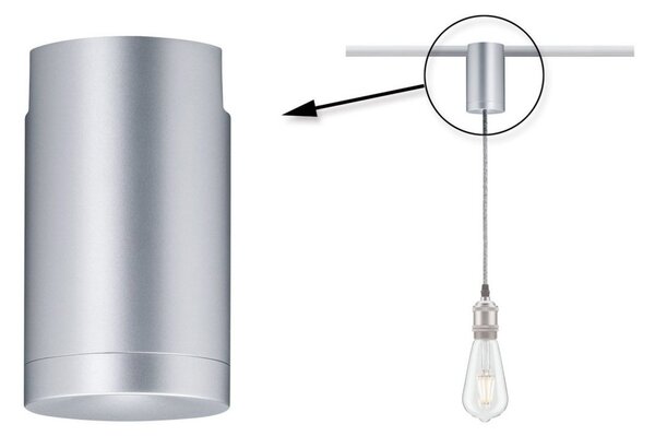Paulmann URail adaptor pendul Universal 100W crom, Gri, Camera de zi / sufragerie, Metal, Modern