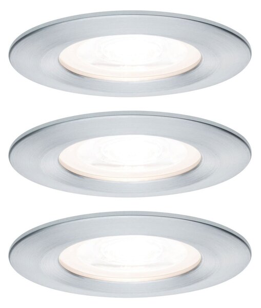 Paulmann Spot Nova triplu, rotund, fix, aluminiu, IP44, GU10, dimabil, reglabil, Metalic, Hol, Metal, Modern, Corpuri de iluminat încastrate rotunde
