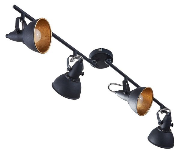 Plafoniere Lindby, Julin, reglabil, Negru, Camera de zi, Metal, Modern