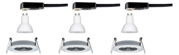 Paulmann Spot Nova triplu, rotund, fix, aluminiu, IP44, GU10, dimabil, reglabil, Metalic, Hol, Metal, Modern, Corpuri de iluminat încastrate rotunde