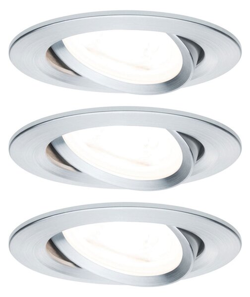 Paulmann Spot Nova rotund cu 3 becuri, orientabil/dimabil, aluminiu, reglabil, Metalic, Hol, Metal, Modern, Corpuri de iluminat încastrate rotunde