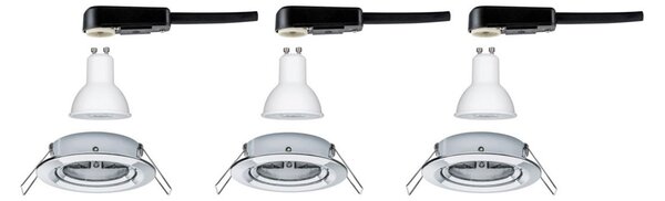 Paulmann Spot Nova rotund, cu 3 capete, orientabil și dimabil, crom, reglabil, Metalic, Hol, Metal, Modern, Corpuri de iluminat încastrate rotunde