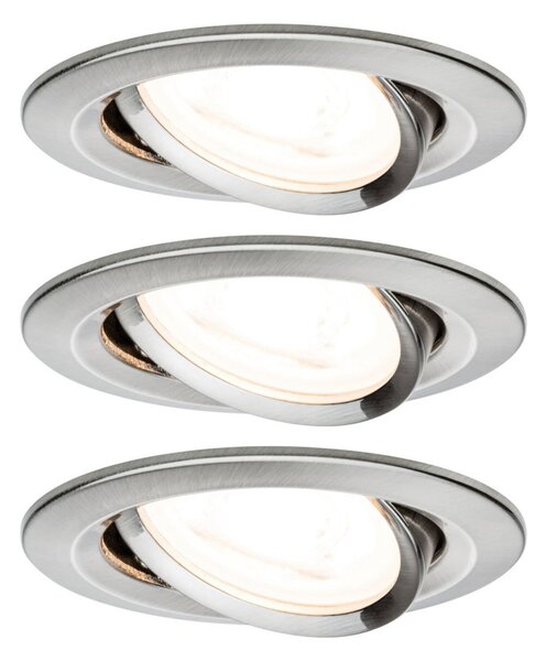 Paulmann Spot Nova rotund cu 3 spoturi, orientabil/dimabil, fier, reglabil, Gri, Hol, Metal, Modern, Corpuri de iluminat încastrate rotunde