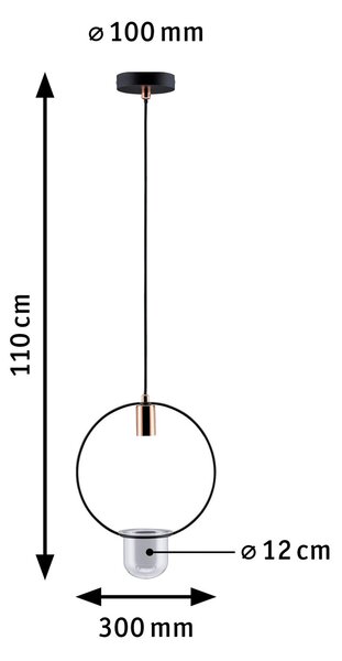 Paulmann lampă pendul Tasja cu ghiveci plante, reglabil, Negru, Camera de zi / sufragerie, Metal, Modern