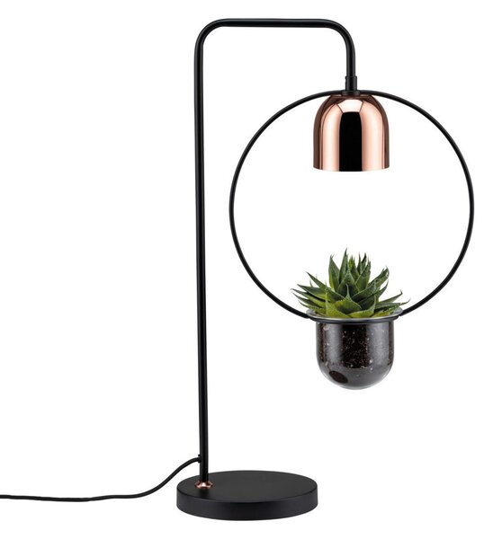 Paulmann lampă de masă Fanja cu ghiveci plante, Negru, Camera de zi / sufragerie, Metal, Modern