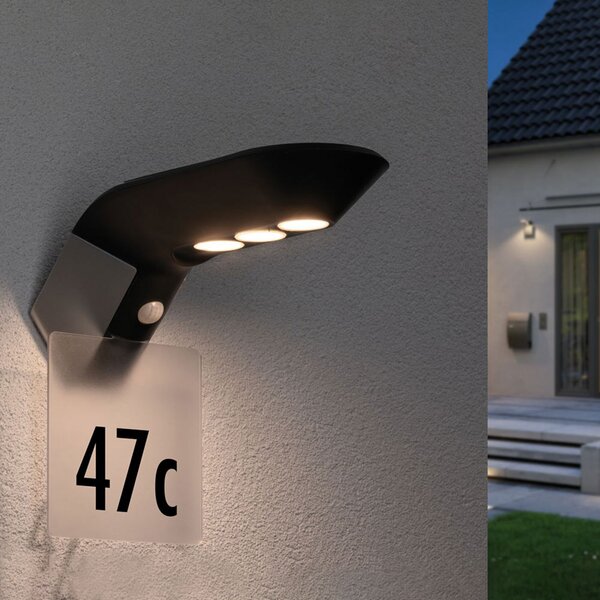 Paulmann aplică LED solară exterior Soley antracit, Negru, Plastic, Modern, Lumini solare