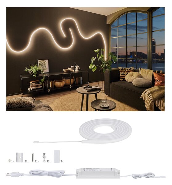 Paulmann MaxLED Flow set bază alb cald 3 m, reglabil, Alb, Camera de zi / sufragerie, Plastic, Modern