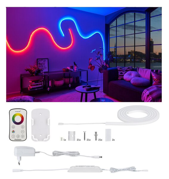 Paulmann MaxLED Flow set de bază RGB 1,5 m, reglabil, Alb, Camera de zi / sufragerie, Plastic, Modern
