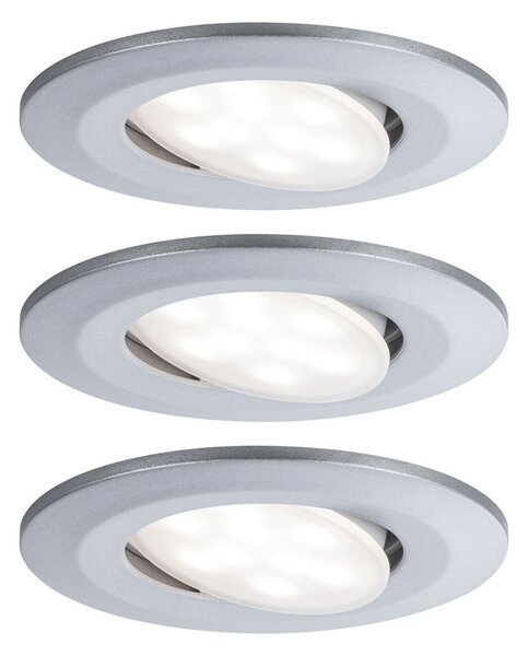 Paulmann Calla cromat, cu comutator pornit/oprit, orientabil, 4.000 K, 9 cm,, Metalic, Baie, Plastic, Modern, Plafon încastrat