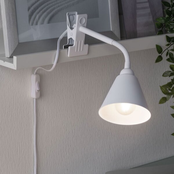 Paulmann Vitis lampă cu clemă, alb, Alb, Camera de zi / sufragerie, Metal, Modern, Corpuri de iluminat cu clemă / cu fișă
