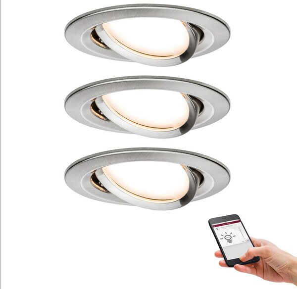 Paulmann Spot Nova Plus 3x 2.700K, reglabil, Metalic, Camera de zi / sufragerie, Metal, Modern, Corpuri de iluminat încastrate rotunde
