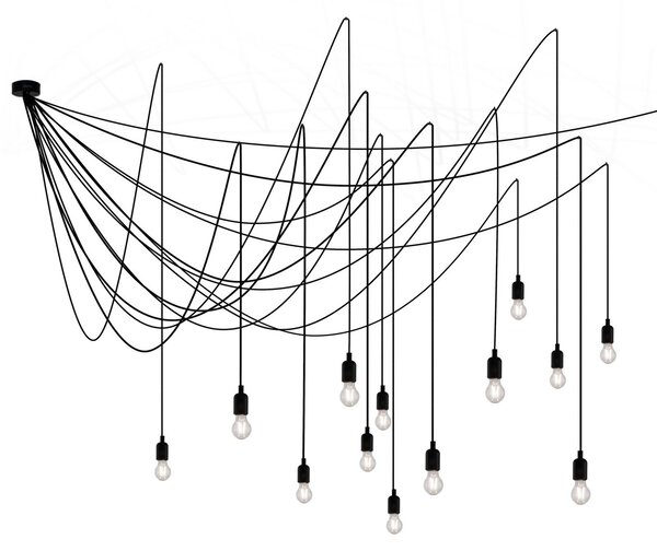 Lustră Pendul SELETTI, LED Maman, reglabil, Negru, Camera de zi, Plastic, Modern