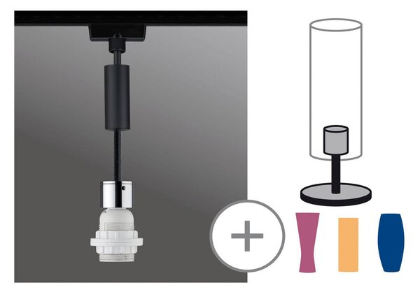 Paulmann URail 2Easy Basic pendul negru mat, reglabil, Negru, Camera de zi / sufragerie, Metal, Modern