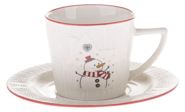 Ceașcă albă din porțelan 110 ml cu model de Crăciun Snowman – Dakls