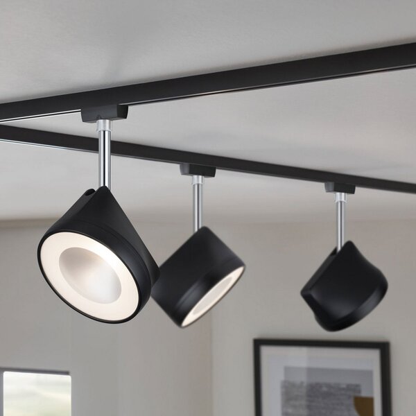 Paulmann URail Spot Arena negru dimabil 4.000 K, reglabil, Negru, Camera de zi / sufragerie, Metal, Modern