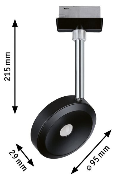 Paulmann URail spot LED Discus negru, dimabil, reglabil, Negru, Camera de zi / sufragerie, Metal, Modern