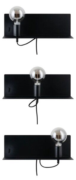 Paulmann Devara aplică de perete cu raft, negru, Negru, dormitor, Metal, Modern
