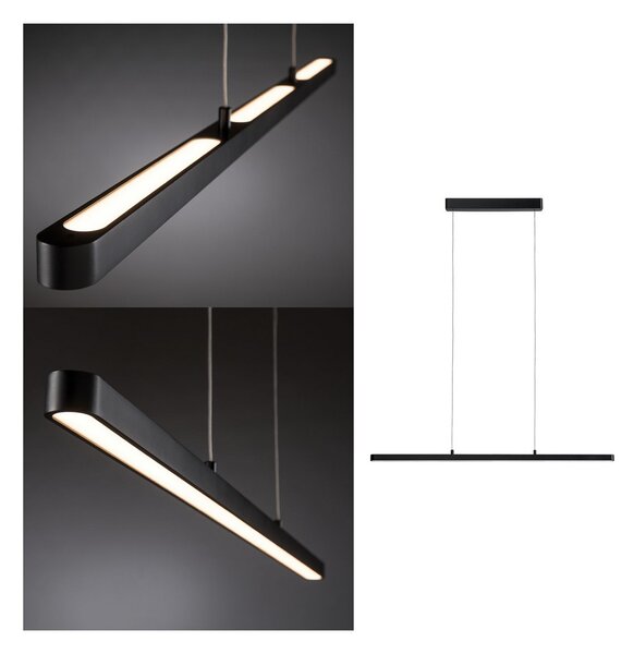 Paulmann Lampă suspendată LED Lento, negru, 100 cm, lumină orientabilă în, reglabil, Negru, Camera de zi / sufragerie, Metal, Modern