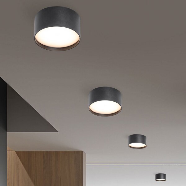 CMD Plafonieră LED 9092, Ø 12 cm, antracit, IP44, metal, Negru, Aluminiu, Modern