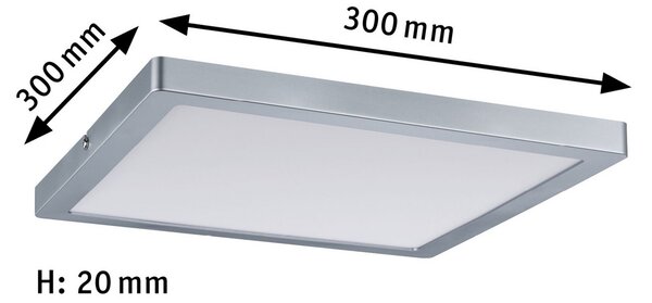 Paulmann Atria plafonieră 2.700 K 30x30cm crom mat, reglabil, Gri, Camera de zi / sufragerie, Plastic, Modern