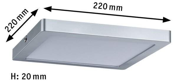 Paulmann Atria plafonieră 2.700 K 22x22cm crom mat, reglabil, Gri, Camera de zi / sufragerie, Plastic, Modern