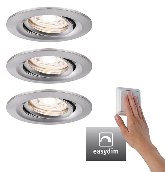 Paulmann Nova mini Plus LED easydim 3x fier, reglabil, Metalic, Camera de zi / sufragerie, Metal, Modern, Corpuri de iluminat încastrate rotunde