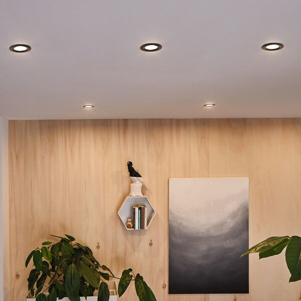 Paulmann Spot LED Nova Coin, set de 3 bucăți, negru, orientabil, 2.700 K, Negru, Hol, Metal, Modern, Corpuri de iluminat încastrate rotunde