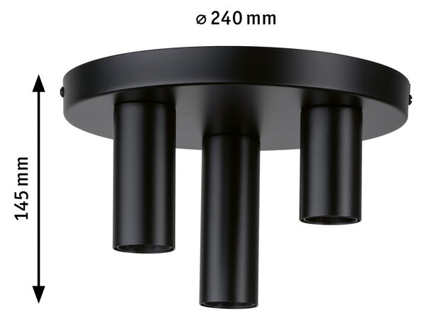 Paulmann Skogen plafonieră negru 3 becuri, reglabil, Negru, Camera de zi / sufragerie, Metal, Modern