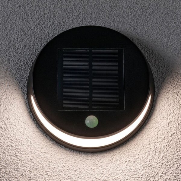 Paulmann aplică LED solară Helena cu senzor, Negru, Plastic, Modern