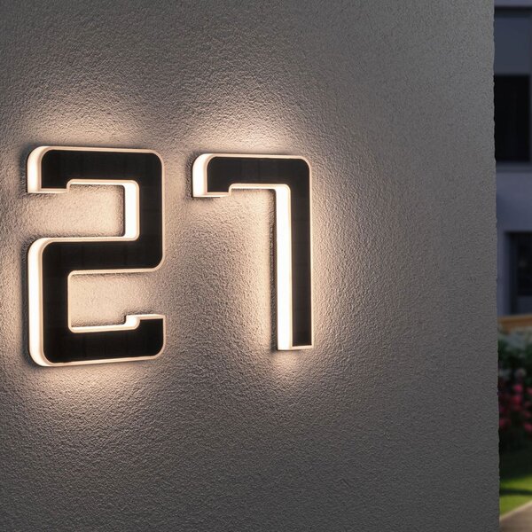 Paulmann număr LED solar de casă 0, Negru, Plastic, Modern