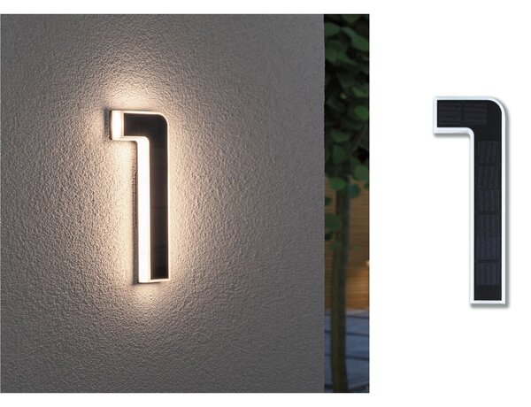 Paulmann număr LED solar de casă 1, Negru, Plastic, Modern