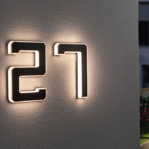 Paulmann număr LED solar de casă 6, Negru, Plastic, Modern