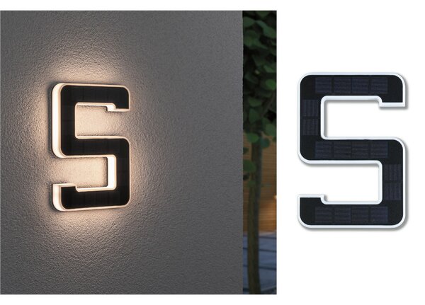 Paulmann număr LED solar de casă 5, Negru, Plastic, Modern