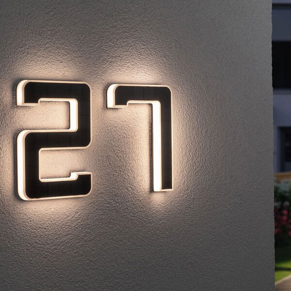Paulmann număr LED solar de casă 9, Negru, Plastic, Modern