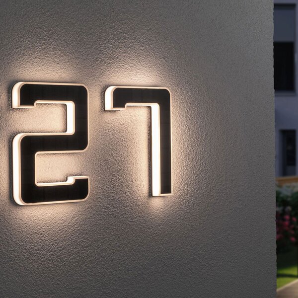 Paulmann număr LED solar de casă 5, Negru, Plastic, Modern