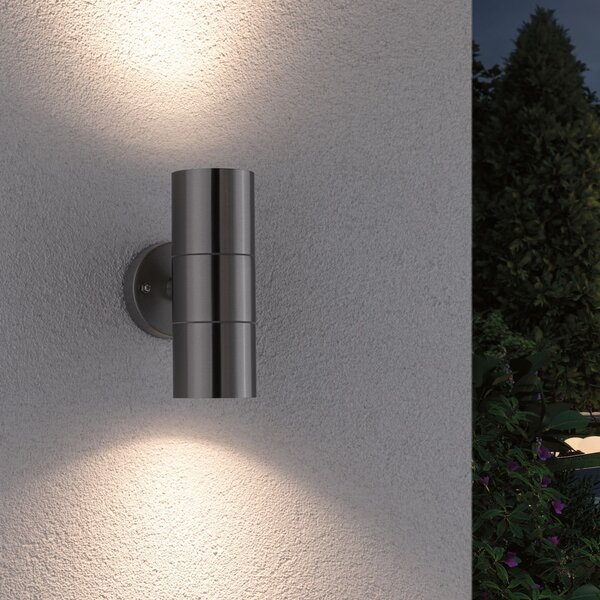 Paulmann Flame Lampă de perete pentru exterior cu 2 becuri din oțel inoxidabil, reglabil, Metalic, Metal, Modern