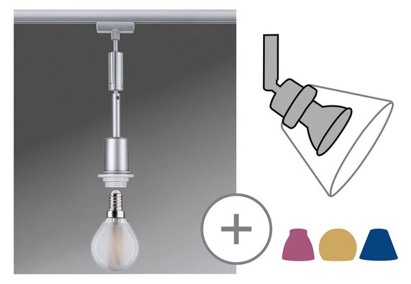 Paulmann URail DecoSystems pendul E14 crom mat, reglabil, Gri, Metal, Modern