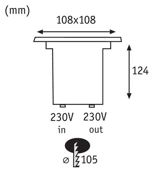 Paulmann 93993 lampă LED de sol, angulară, Gri, Metal, Corpuri de iluminat încastrate rotunde
