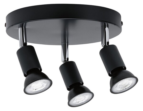 Paulmann Carolina spot tavan, 3 becuri IP44, reglabil, Negru, Camera de zi / sufragerie, Metal, Modern