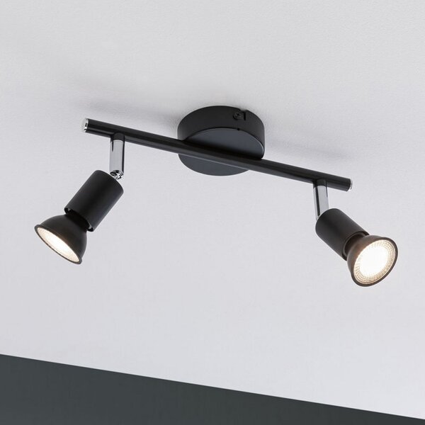 Paulmann Carolina spot tavan, 2 becuri IP44, reglabil, Negru, Camera de zi / sufragerie, Metal, Modern