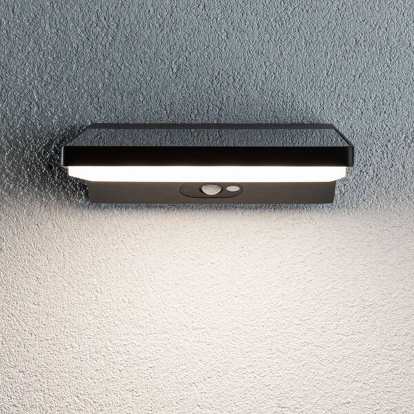 Paulmann LED lampă solară de perete Ronas, senzor, adâncime 25, Negru, Metal, Modern