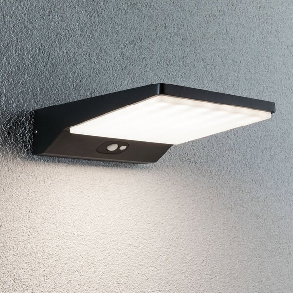 Paulmann LED lampă solară de perete Ronas, senzor, adâncime 25, Negru, Metal, Modern