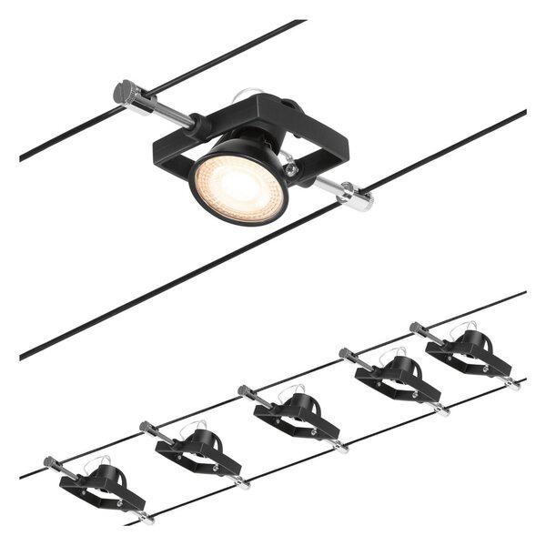 Paulmann Sistem de cabluri Wire Mac II, 5 becuri, m, negru, Negru, Hol, Metal, Modern